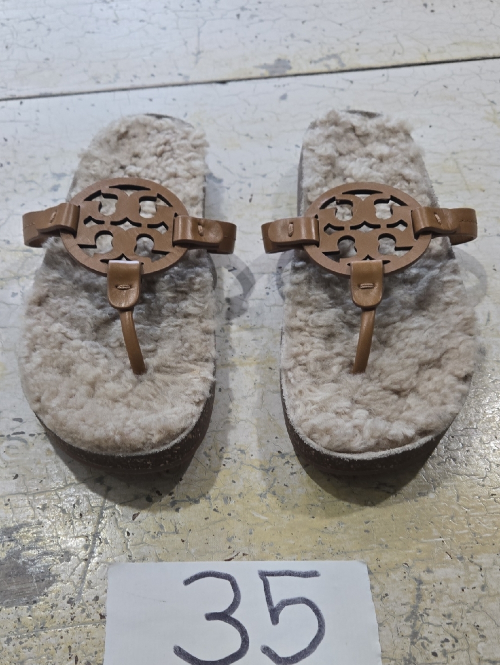 Tory Burch Miller Cloud Shearling Sandals Women's Size 8.5
